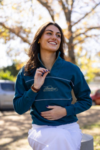 Riviera Rib Neck (Piped) Quarter-Zip in Teal