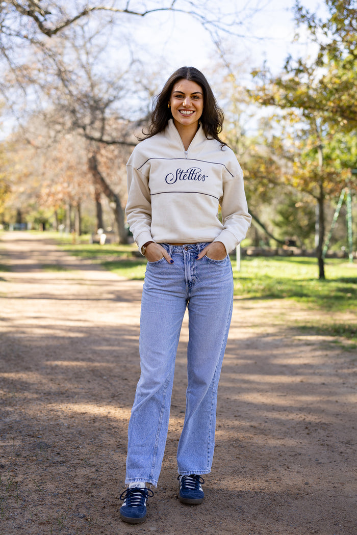Voyager Rib Neck Quarter-Zip Pullover in Winter White