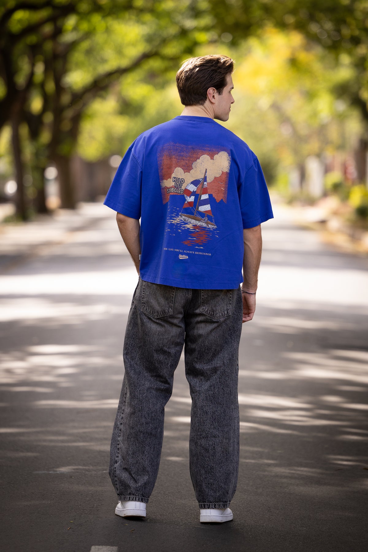 Hotel de' Stellies Box Fit Tee in Washed Cobalt