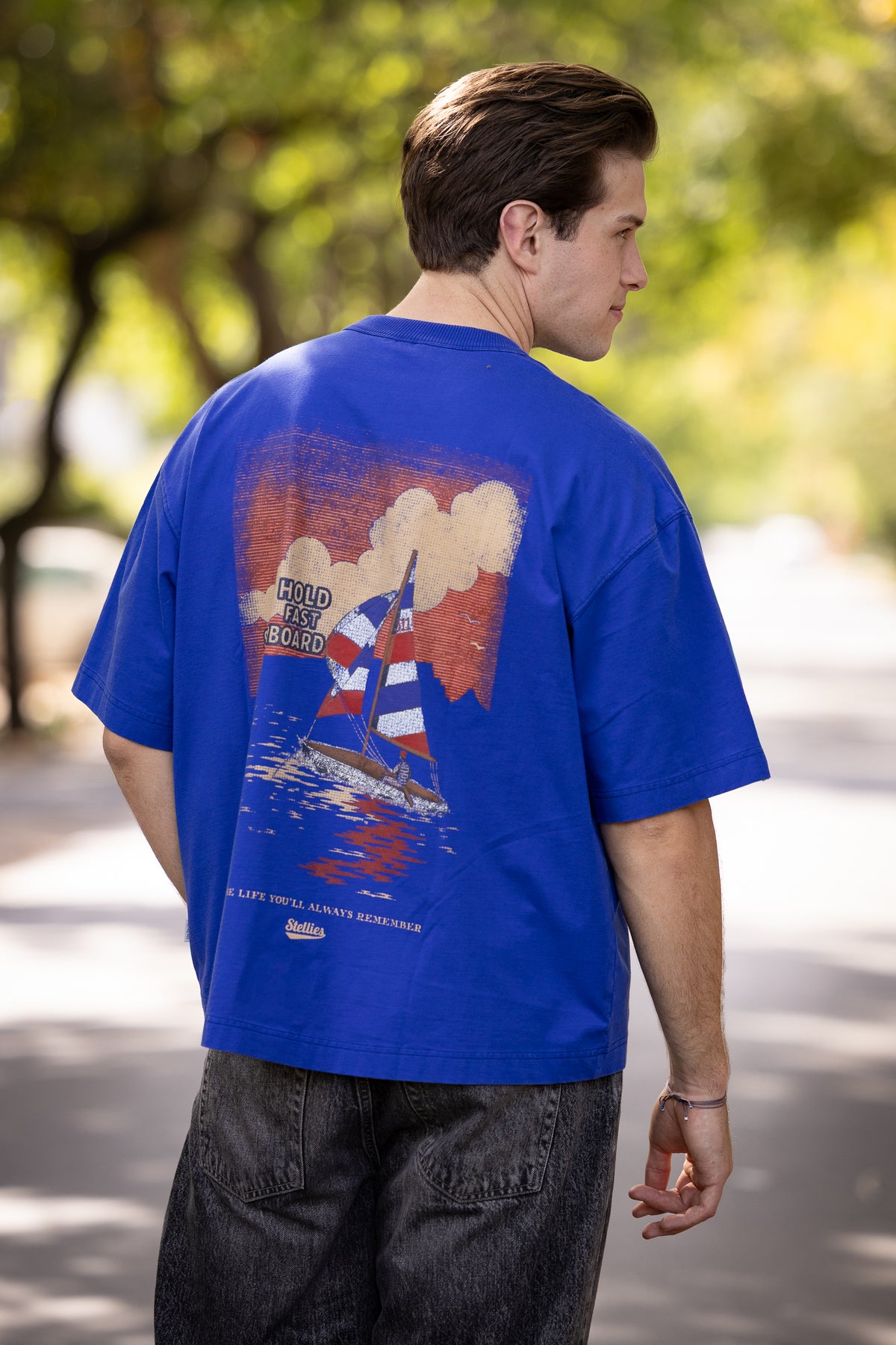 Hotel de' Stellies Box Fit Tee in Washed Cobalt
