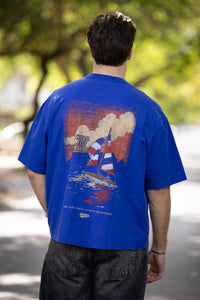 Hotel de' Stellies Box Fit Tee in Washed Cobalt