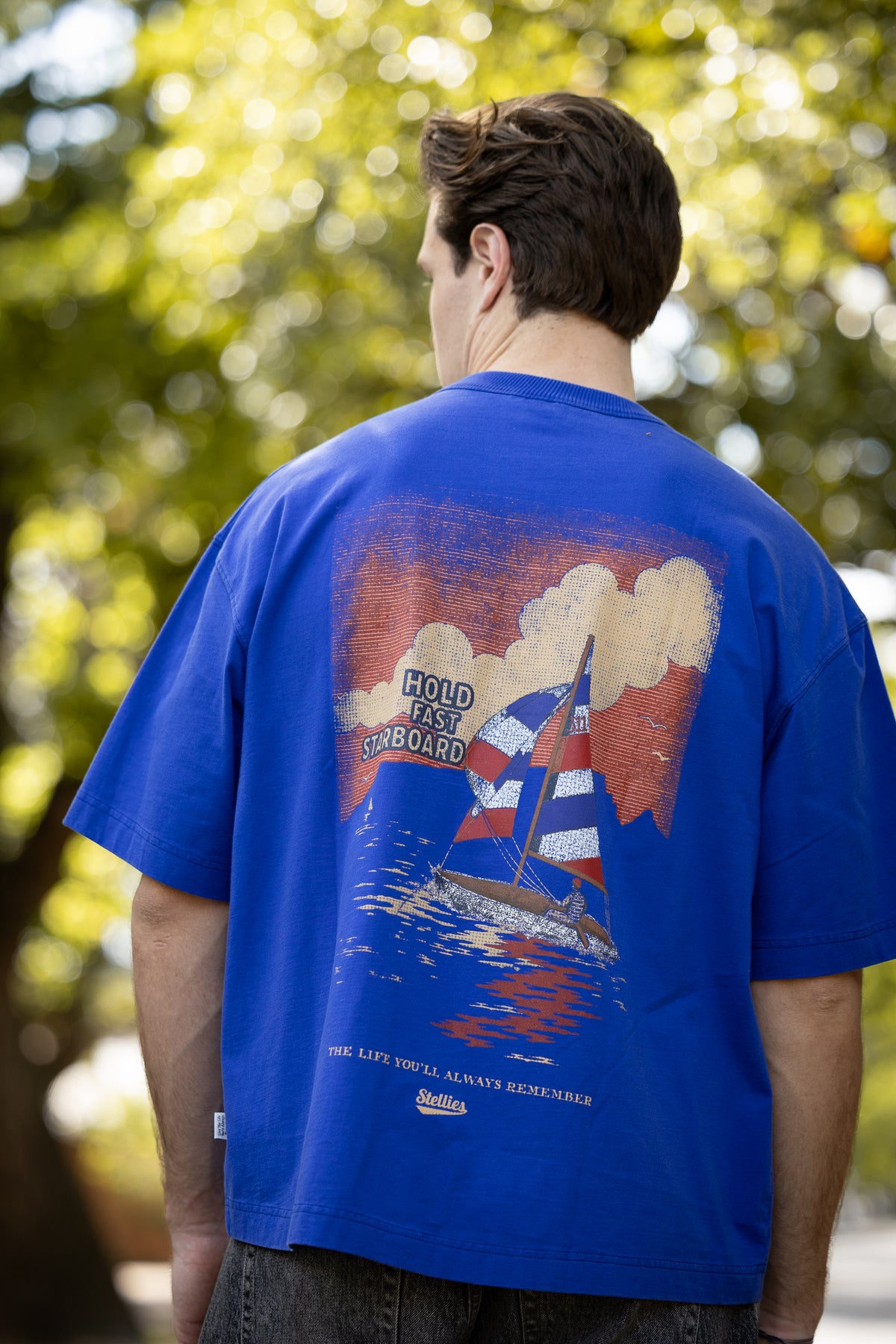 Hotel de' Stellies Box Fit Tee in Washed Cobalt
