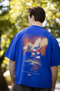 Hotel de' Stellies Box Fit Tee in Washed Cobalt
