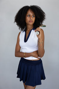 Sleeveless Golfer in White and Navy
