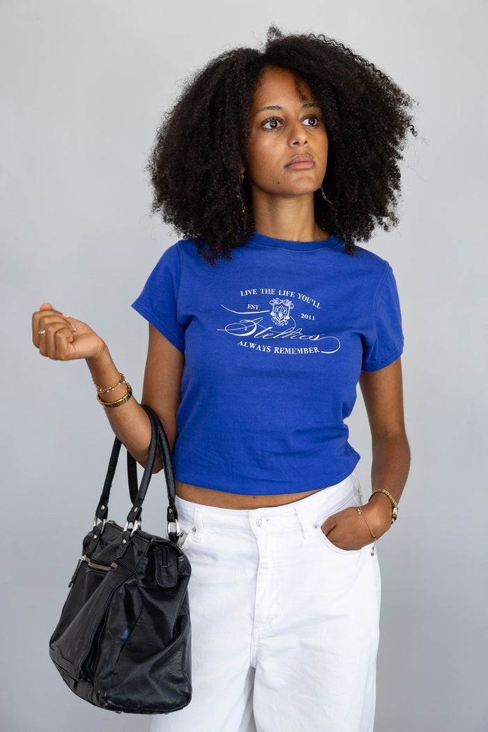 Ladies Heirloom Fitted Tee in Cobalt