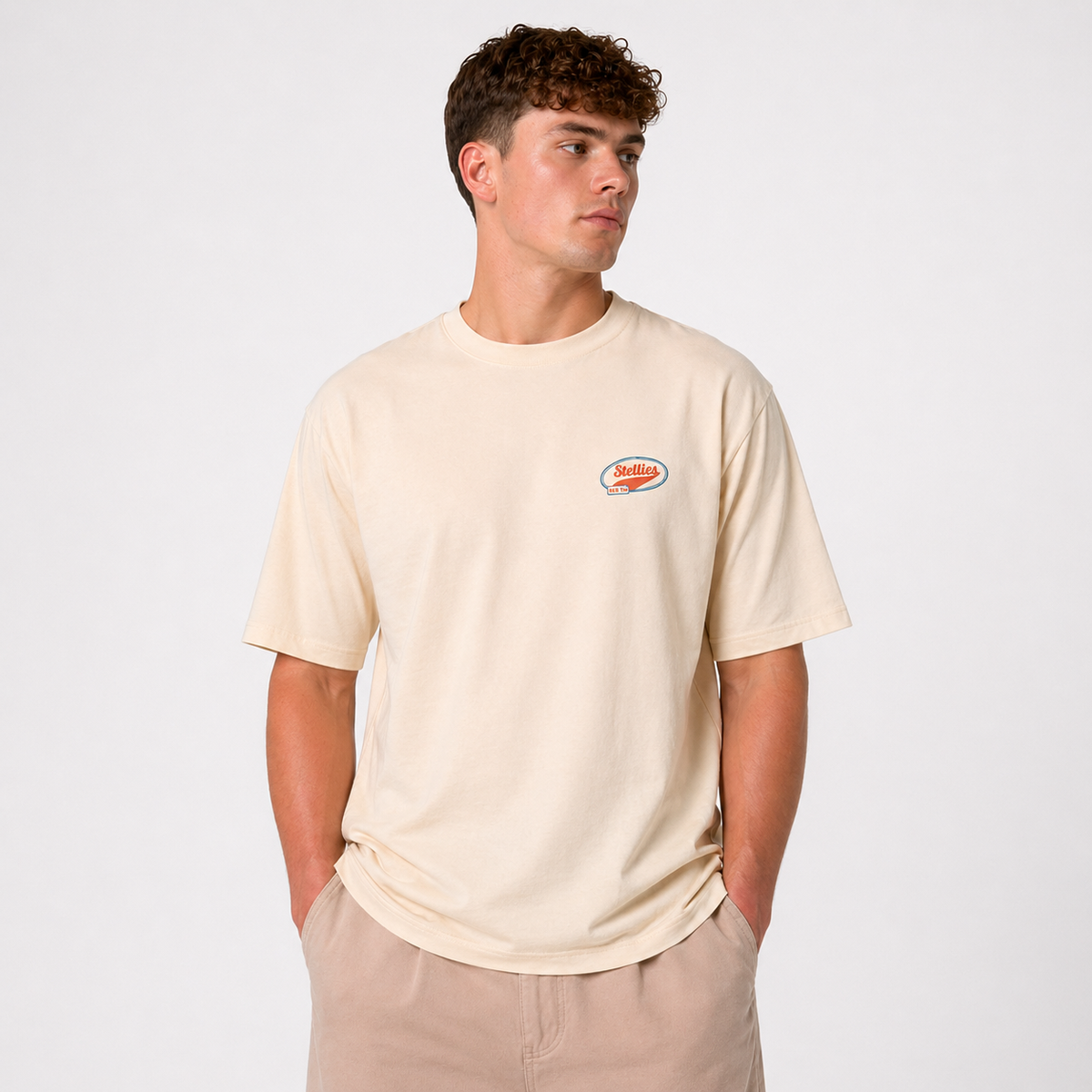 Gas Station Relaxed Tee in Creme