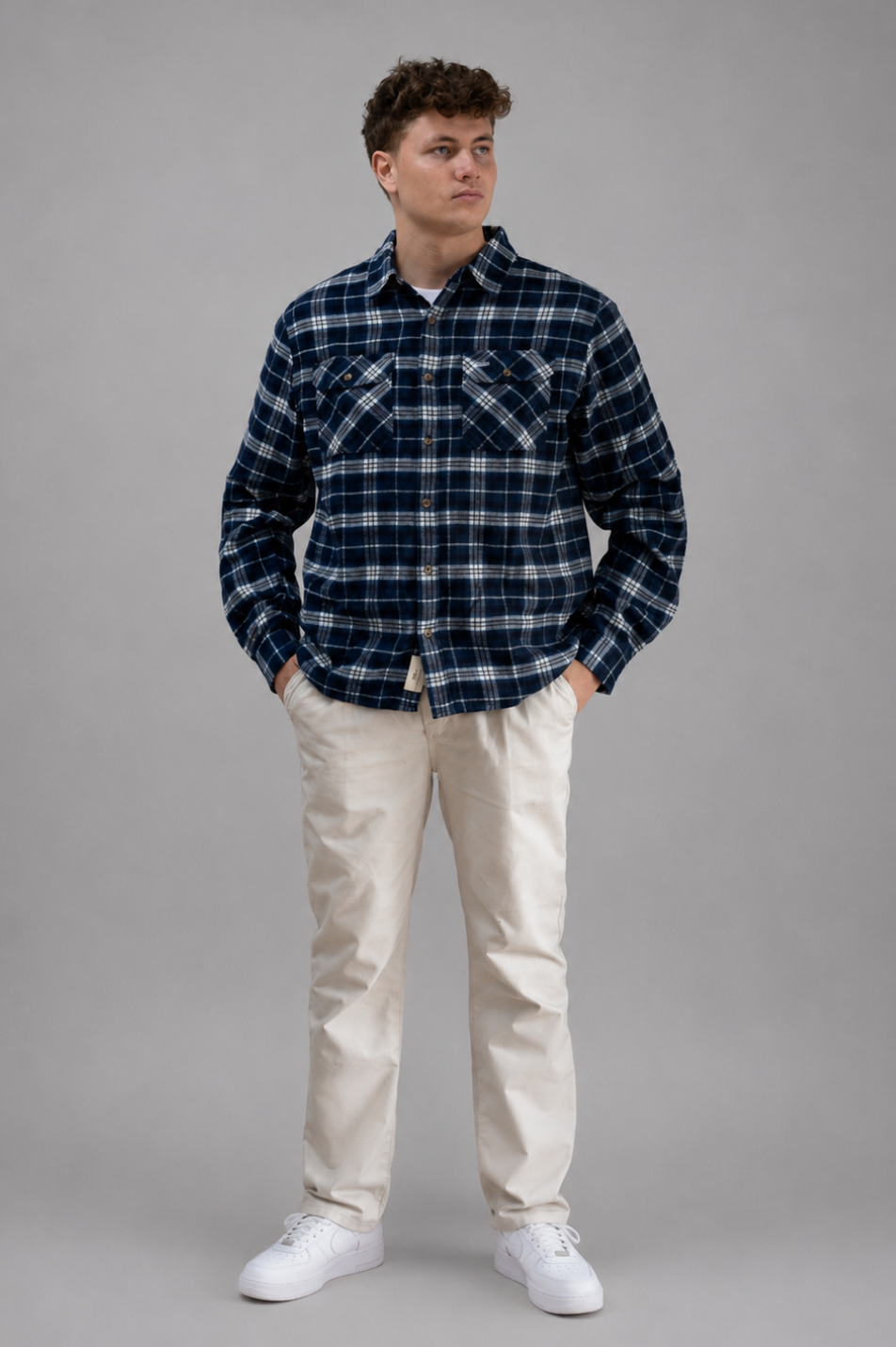 Americana Flannel Shirt in Navy Plaid