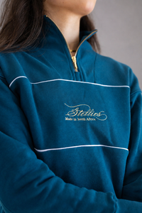 Riviera Rib Neck (Piped) Quarter-Zip in Teal