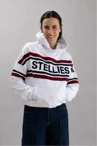 The Striped Fleece Hoodie In White
