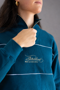 Riviera Rib Neck (Piped) Quarter-Zip in Teal