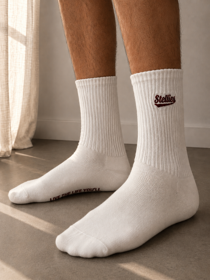 Stellies Socks in Cream and Crimson