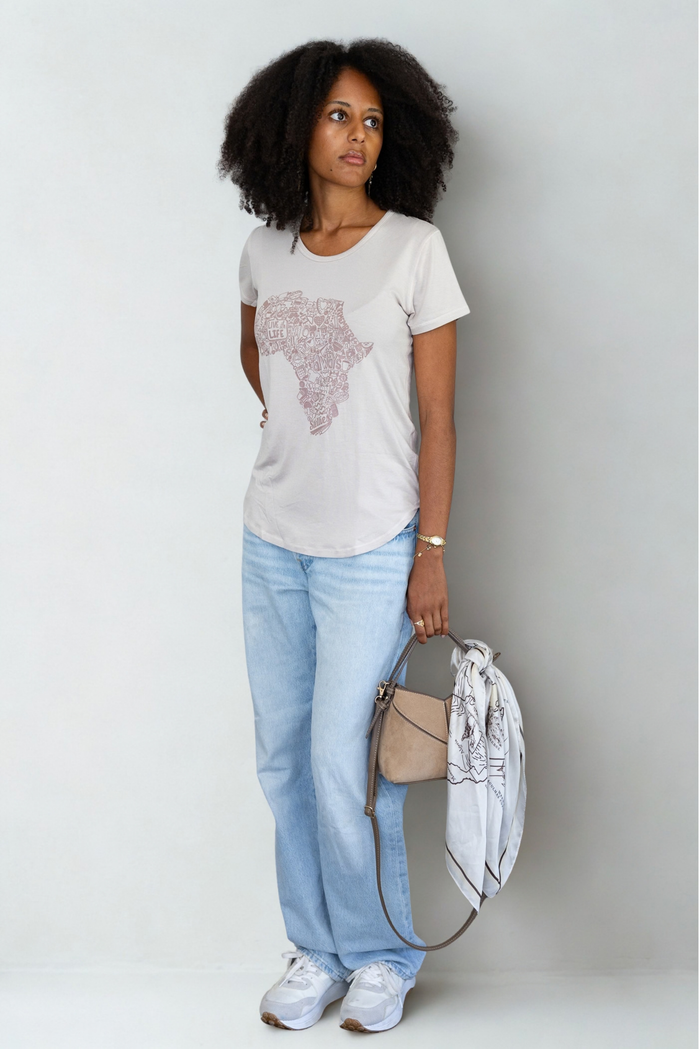 Africa Doodle Essential Tee in Echru