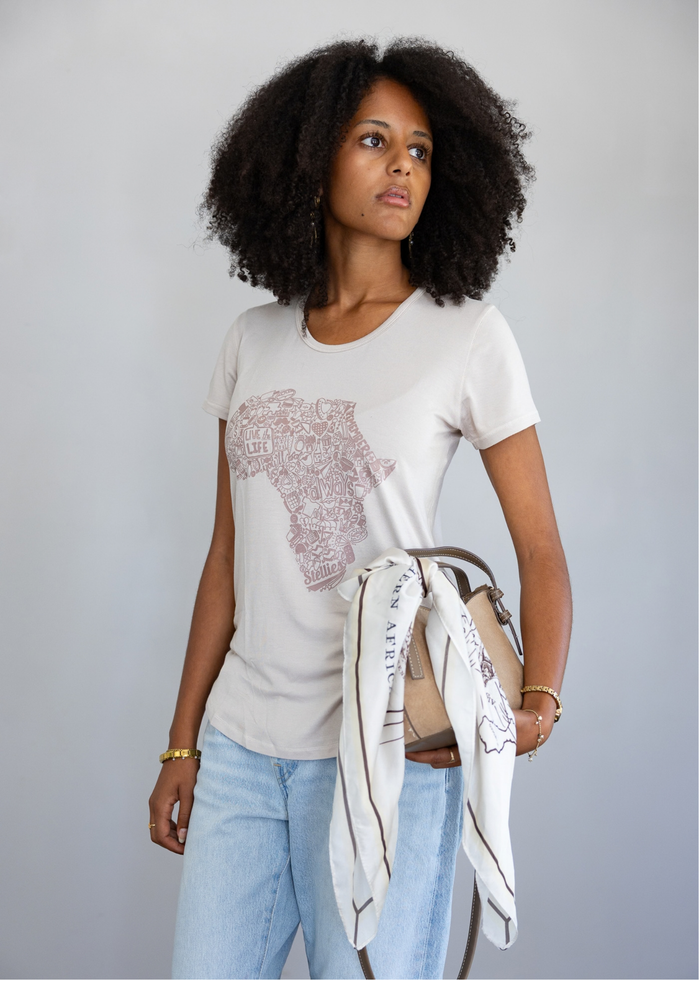 Africa Doodle Essential Tee in Echru