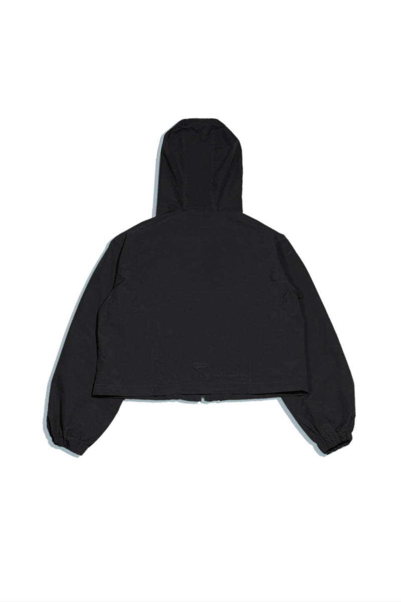 Demi Mid-Crop Zip Hood Jacket in Black