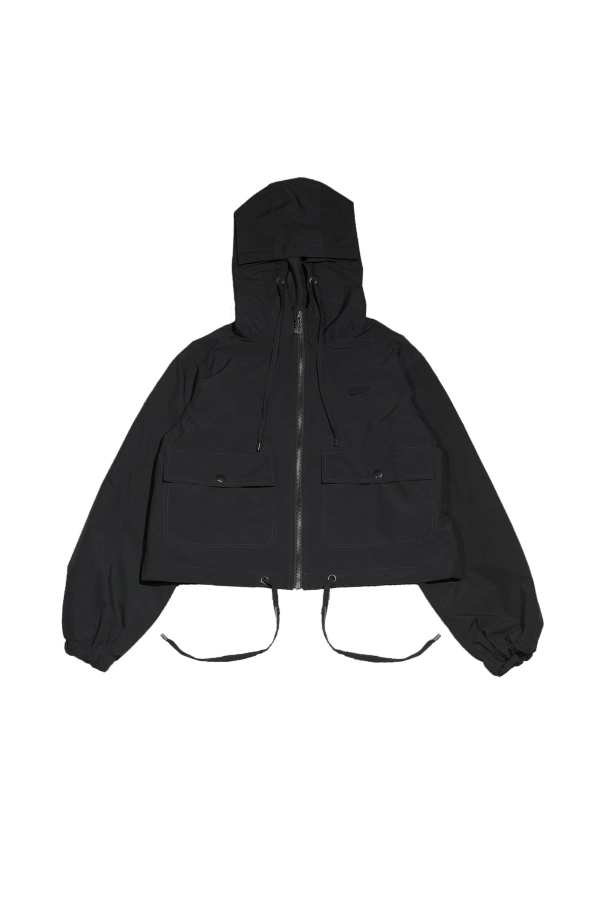 Demi Mid-Crop Zip Hood Jacket in Black