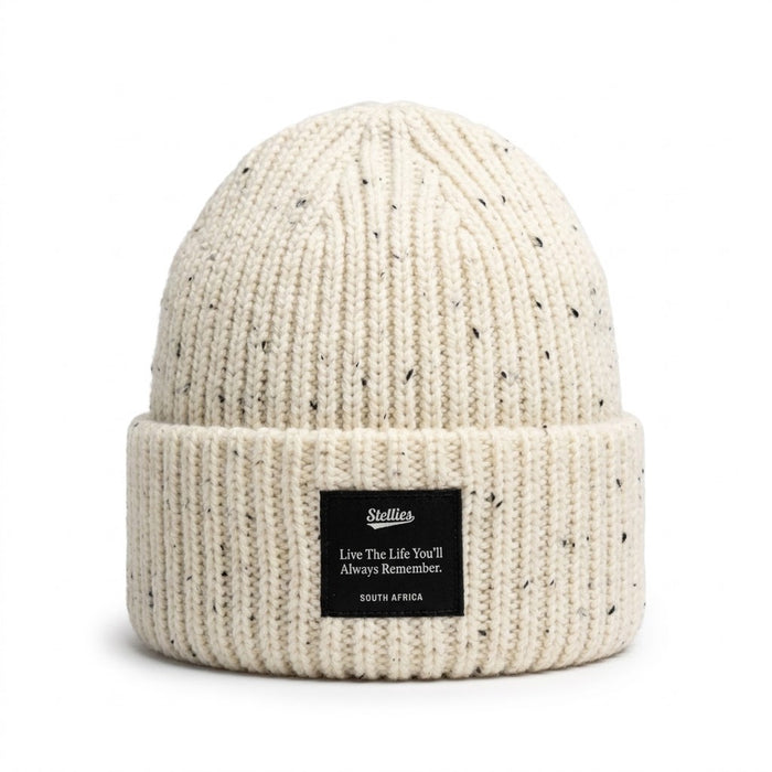 Blizzard Rib Knit Beanie in Winter White
