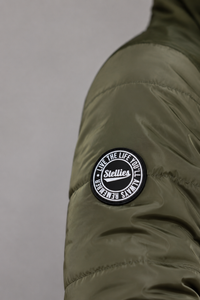 Two-Tone Puffer Jacket in Olive