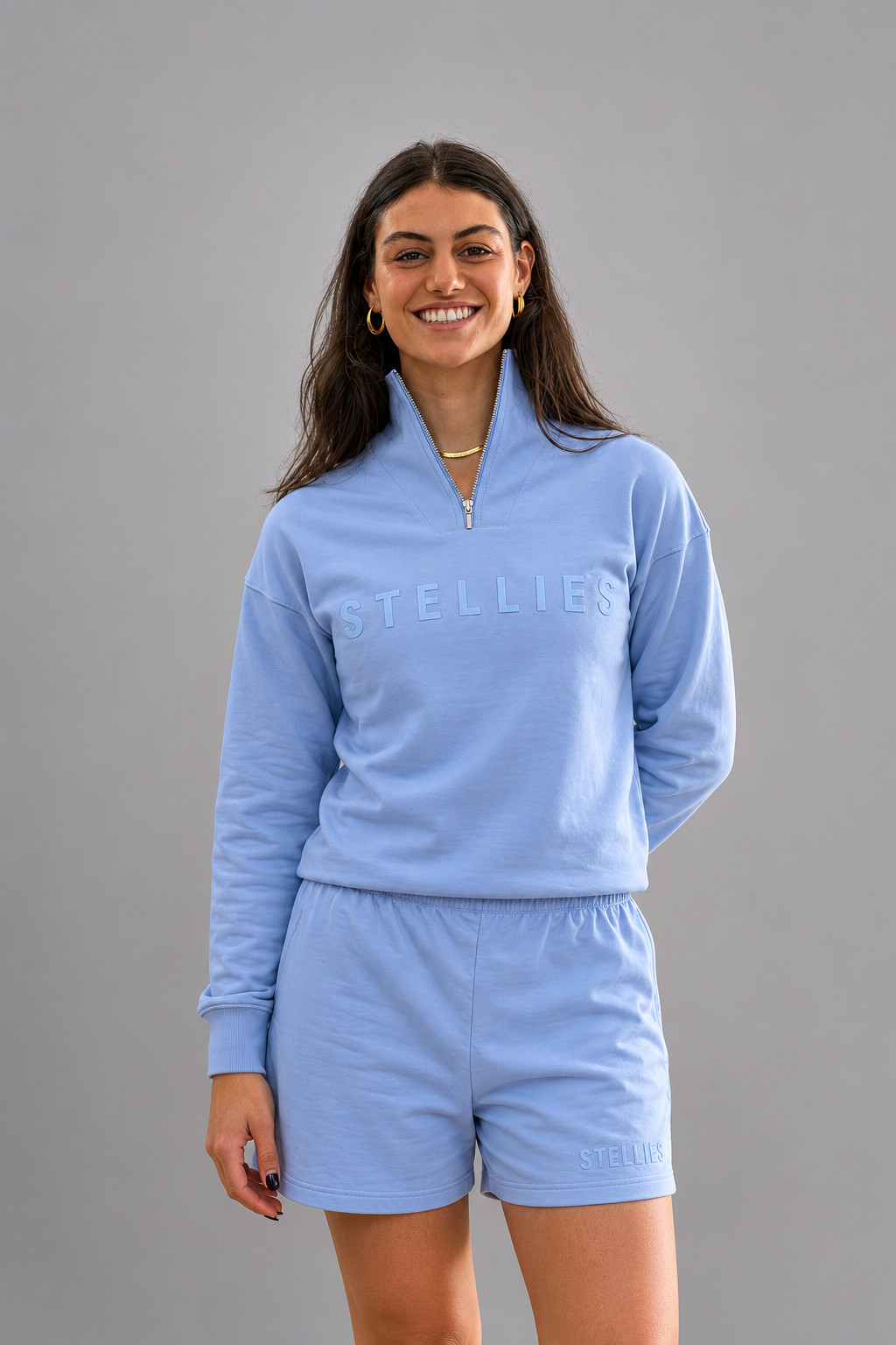 Rib-Neck Quarter-Zip Periwinkle