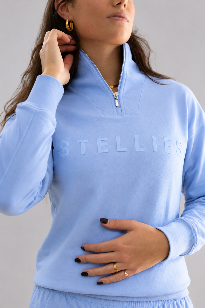 Rib-Neck Quarter-Zip Periwinkle