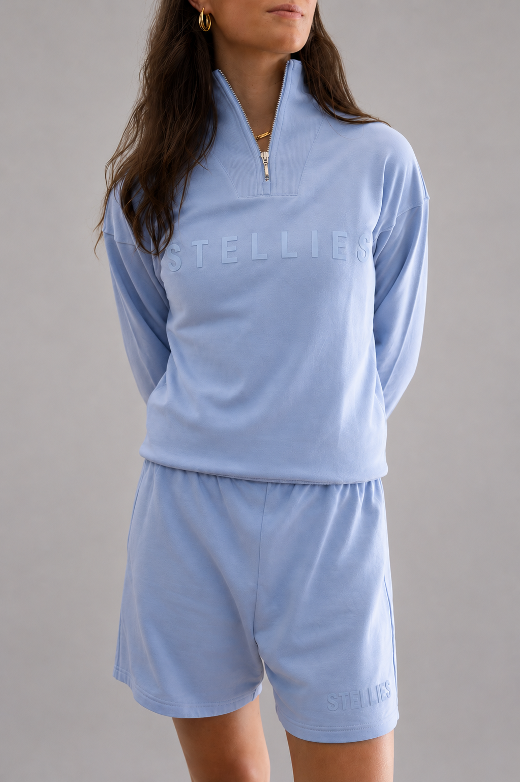 Rib-Neck Quarter-Zip Periwinkle