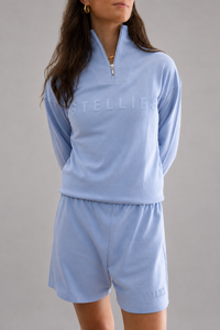 Rib-Neck Quarter-Zip Periwinkle