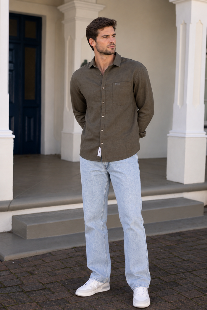 Luxe Linen Shirt in Olive