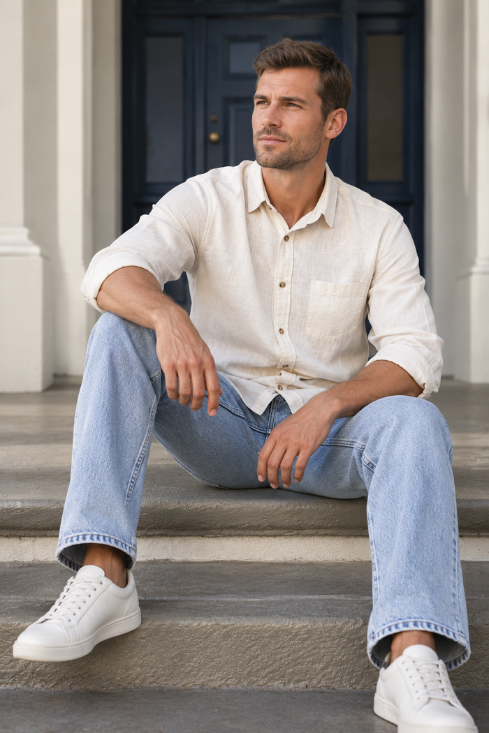 Luxe Linen Shirt in Natural Echru