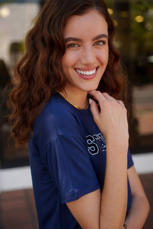 Dropped Shoulder Tee in Navy