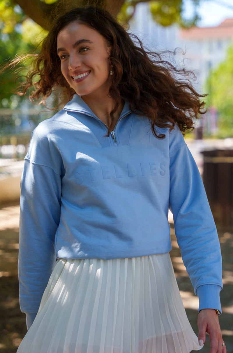 Rib-Neck Quarter-Zip Periwinkle