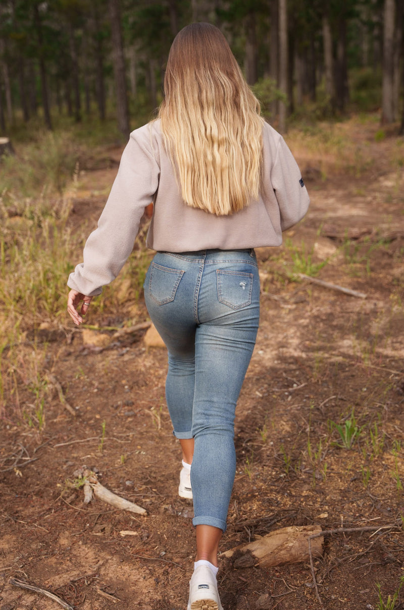 Classic Half Neck Fleece Pullover - Beige