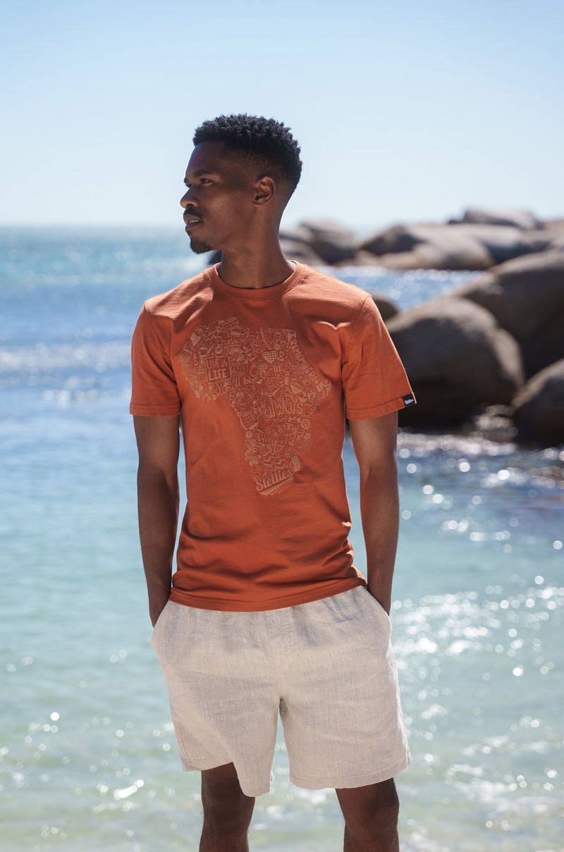 Africa Doodle T-shirt - Amber Brown