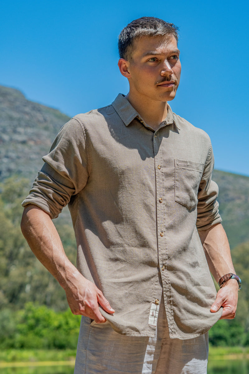 Luxe Linen Shirt in Café