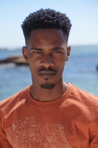 Africa Doodle T-shirt - Amber Brown