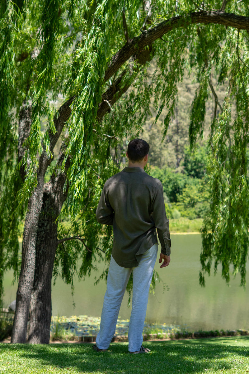 Luxe Linen Shirt in Olive