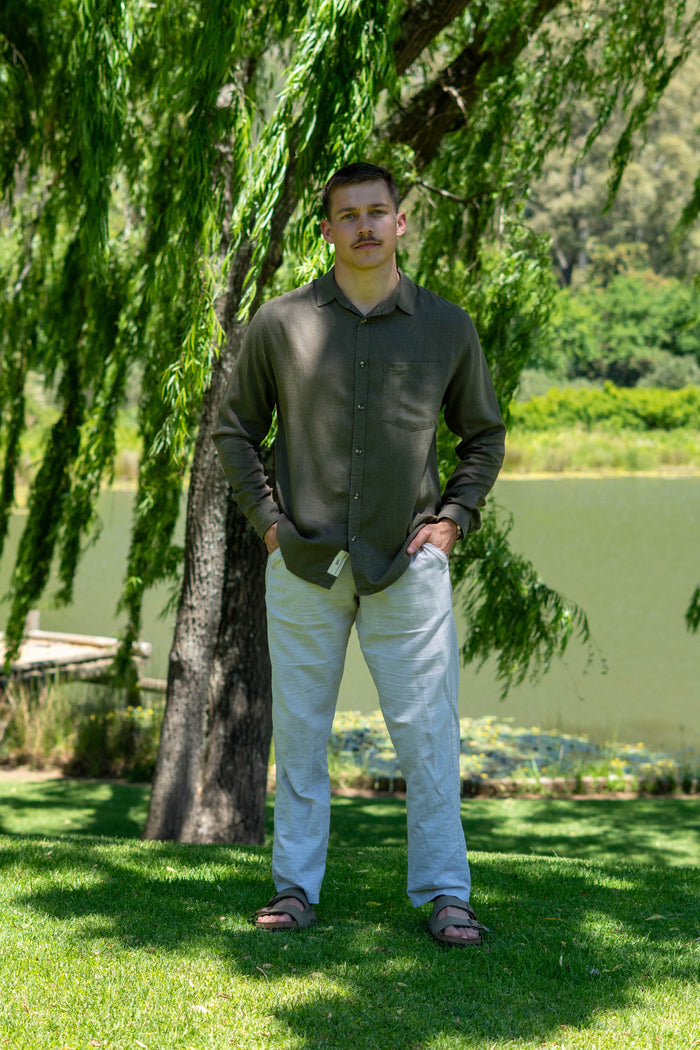 Luxe Linen Shirt in Olive