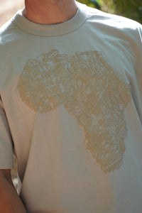 Africa Doodle Relaxed Tee in Taupe
