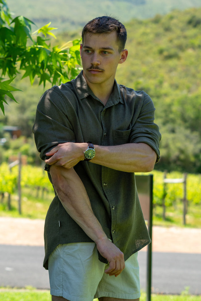 Luxe Linen Shirt in Olive