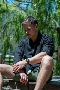 Luxe Linen Shirt in Ash Black