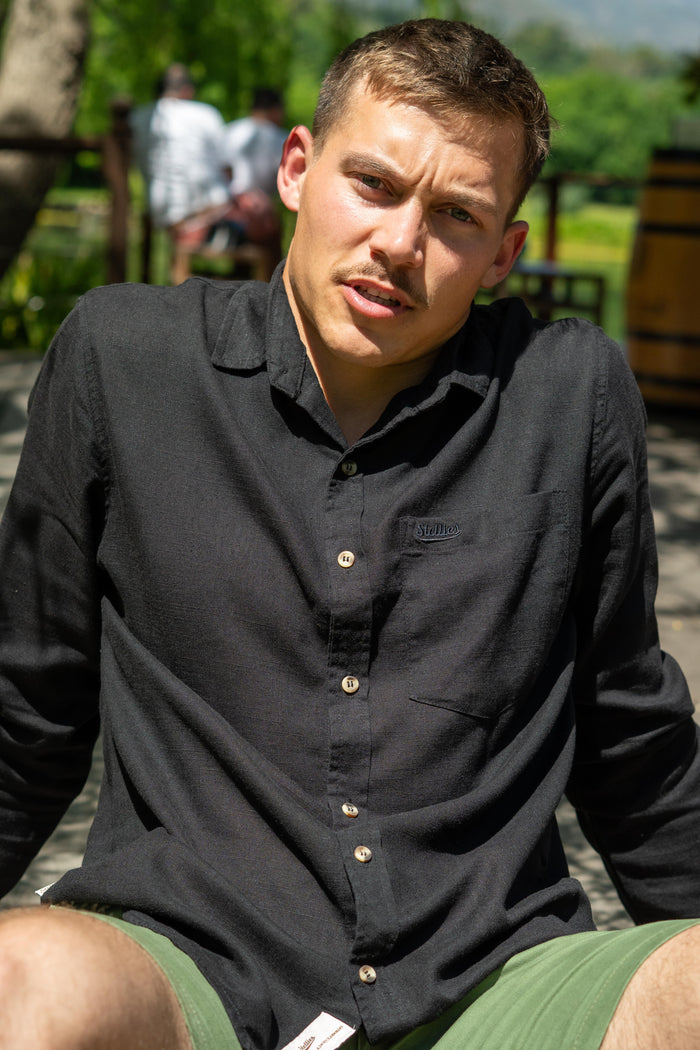 Luxe Linen Shirt in Ash Black