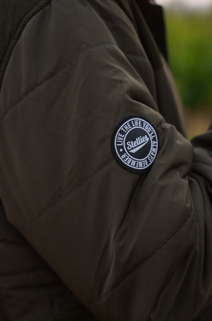 Two-Tone Puffer Jacket in Olive