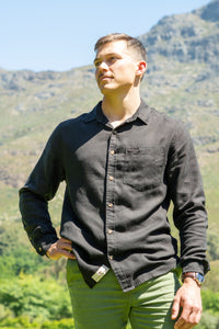 Luxe Linen Shirt in Ash Black