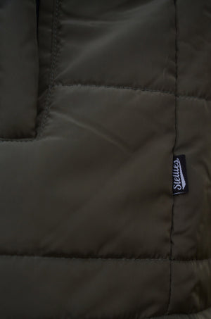 Two-Tone Puffer Jacket in Olive