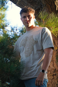 Africa Doodle Relaxed Tee in Taupe