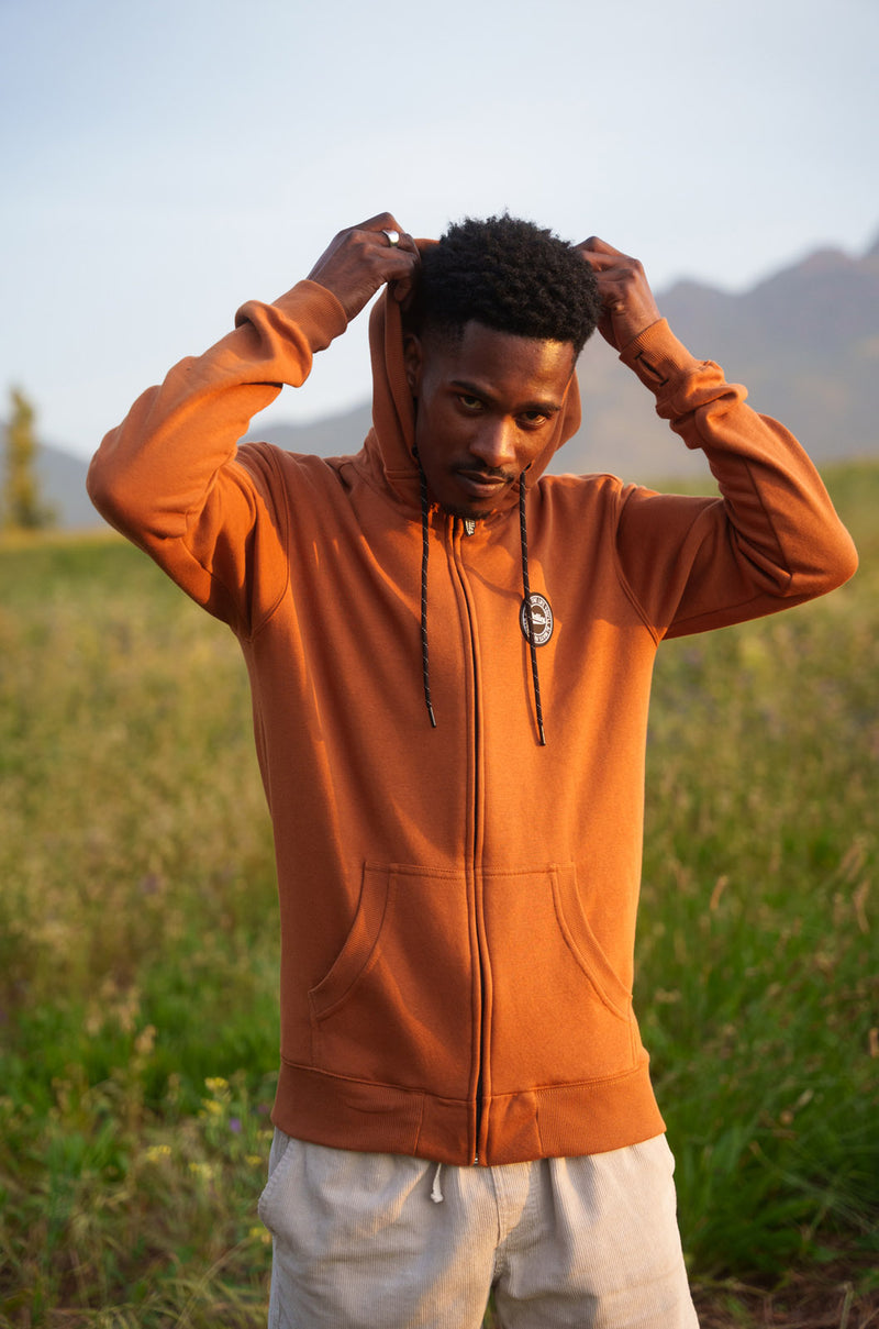 Luxe Zip Up Hoodie - Rust