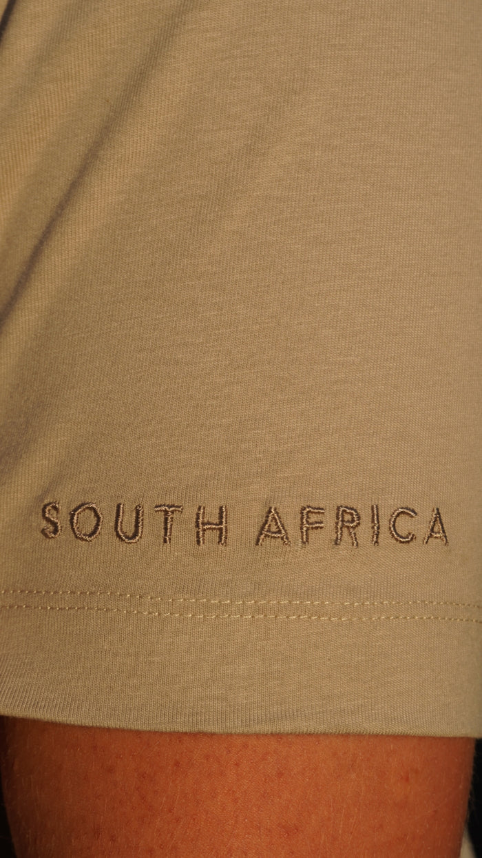 Africa Doodle Relaxed Tee in Taupe