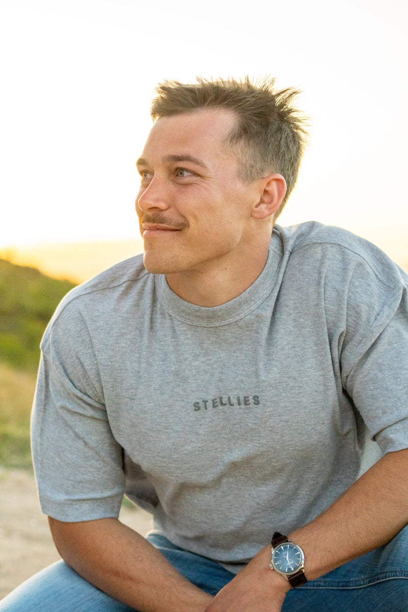 Drifter Tee in Heather Grey Cotton Slub