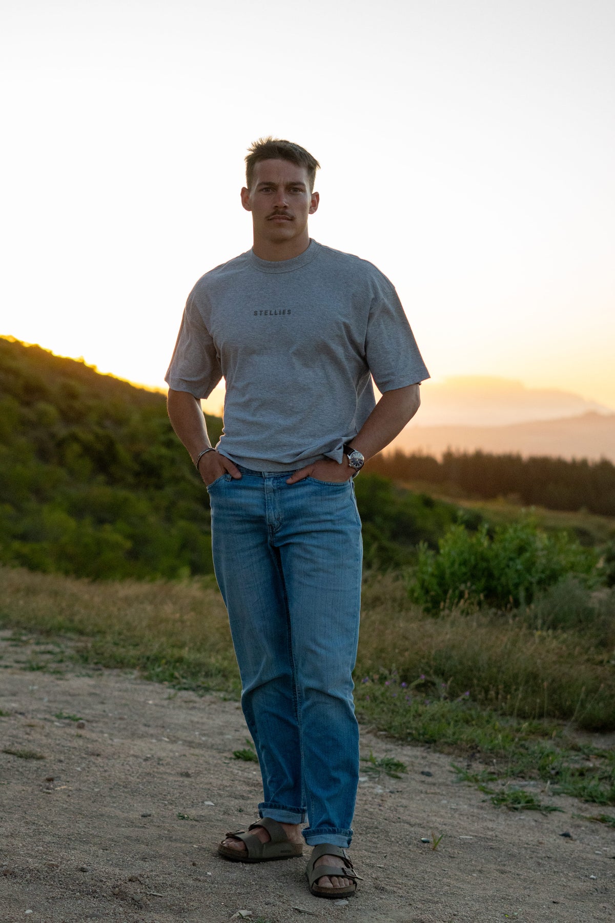 Drifter Tee in Heather Grey Cotton Slub