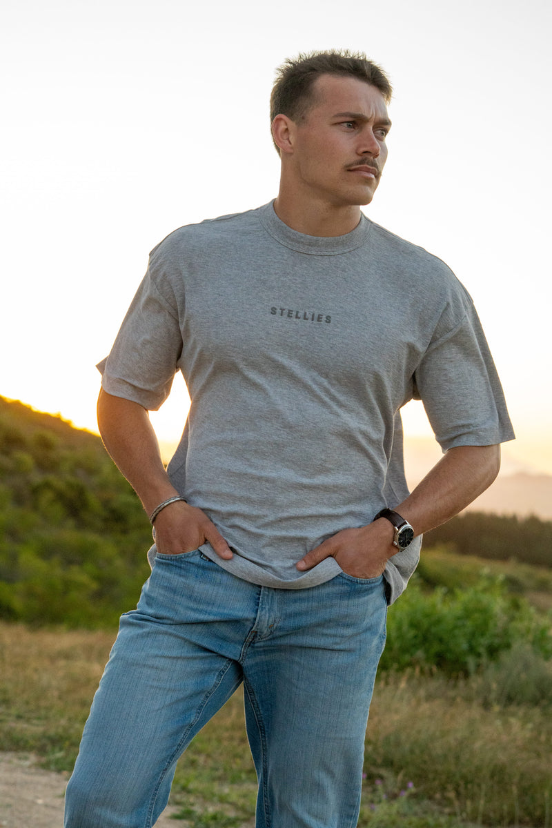 Drifter Tee in Heather Grey Cotton Slub