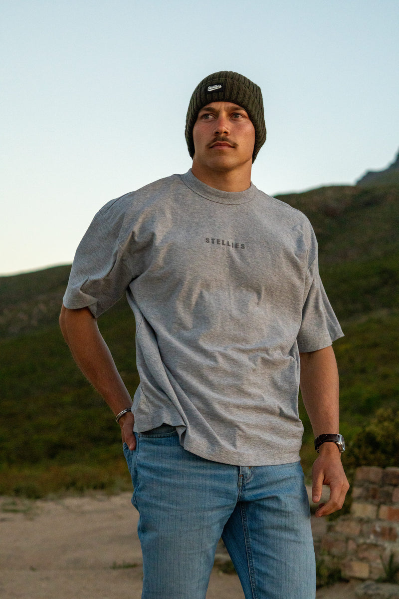 Drifter Tee in Heather Grey Cotton Slub