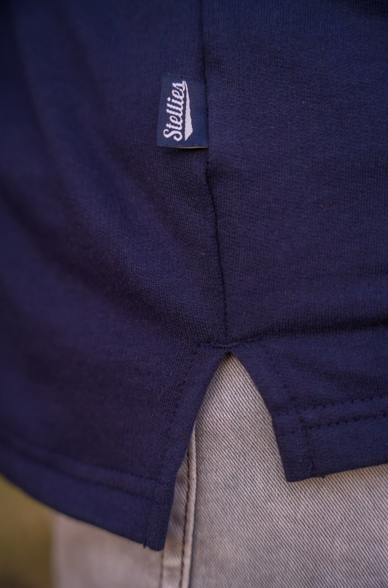 Classic Quarter-Zip Pullover in Navy with White